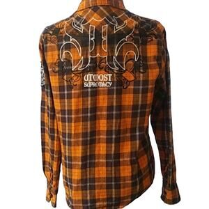 Southpole Hexagon Plaid Button Front Shirt 100% Cotton Utmost Supremacy Sz Small